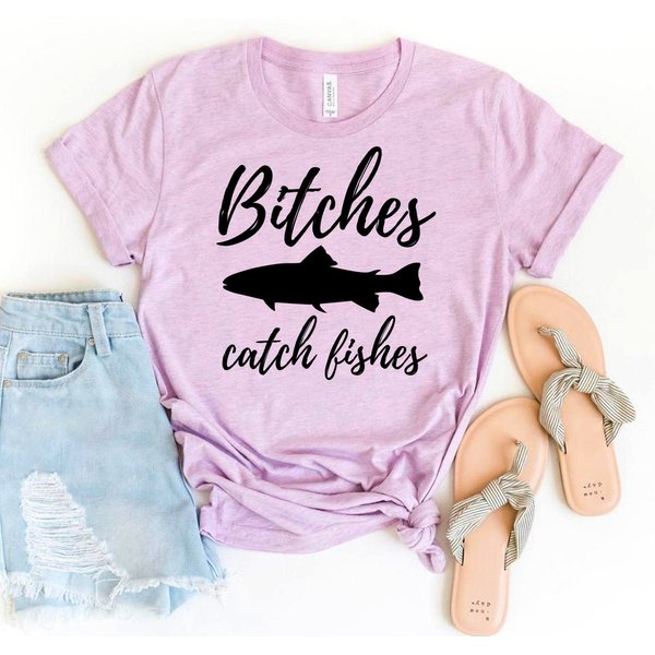 Bitches Catch Fishes T-Shirt, Funny Fishing Shirt, Summer Beach Tee-image