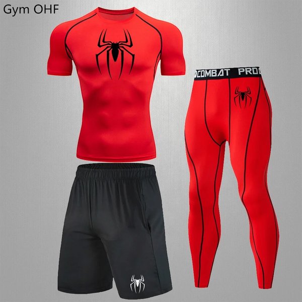 Spider Men's Tracksuit Compression Sport Suit Gym Fitness Clothes Running Jogging Sport