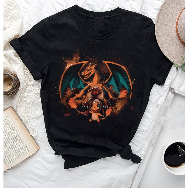 Charmander Evolution T-Shirt, Charizard Shirt Fan Gifts, Pkm Charizard Shirt-image