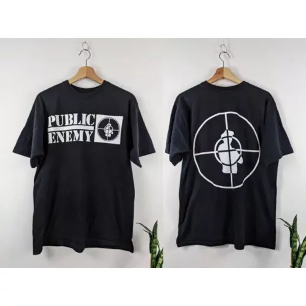 Vintage Public Enemy Band Double Side Hip Hop Black T-Shirt-image