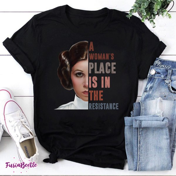 Princess Leia A Womans Place Is In The Resistance Vintage T-Shirt-image