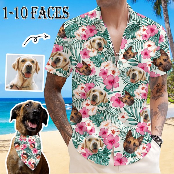 Custom Man Hawaiian Shirt With Face, Beach Tropical Floral Shirt-image