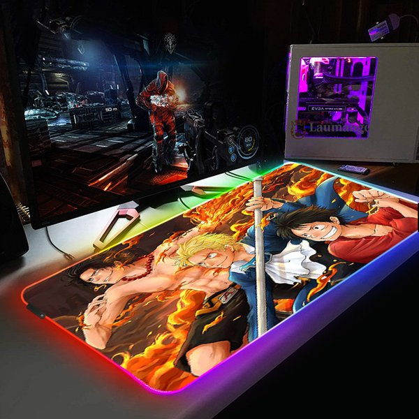 One Piece Led Gaming Large Rgb Extended Anti-Slip Mouse Mat Pad Mousepad Desk-image
