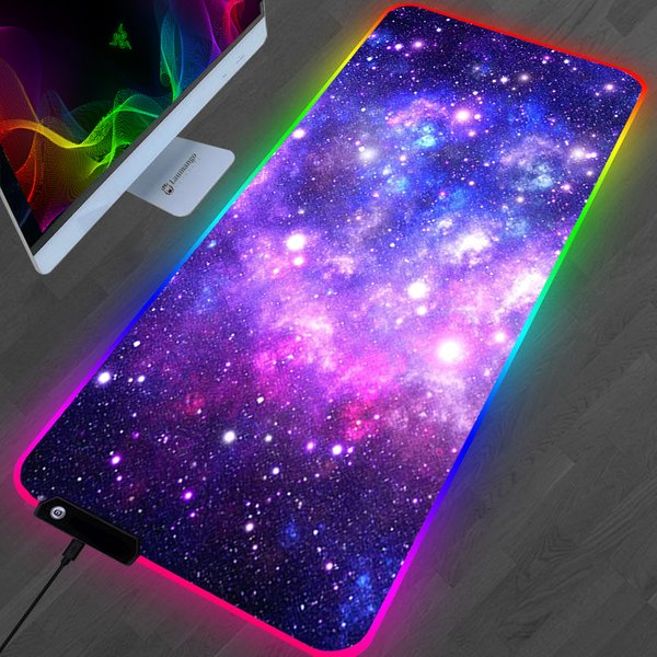 Rgb Galaxy Milky Way Mouse Pad Kawaii Gaming Computer Varmilo Keyboard Desk Mat Mousepad-image