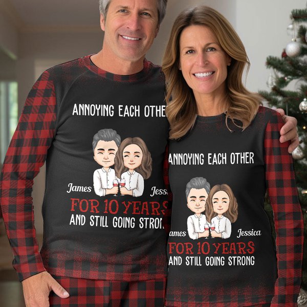 Annoying Each Other - Couple Pajamas - Personalized Pajama Set-image