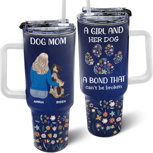 A Bond That Can't Be Broken Custom Gift For Dog Mom Personalized 40Oz Tumbler With Straw-image