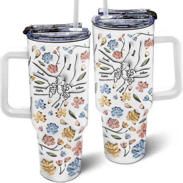 Hand In Hand I Will Always Protect You Custom Mom Grandma Gift Personalized 40Oz Tumbler-image
