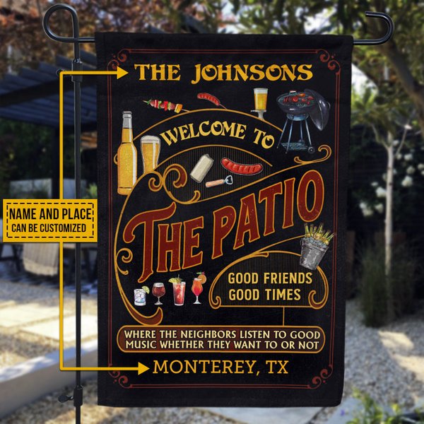 Patio Grilling Red Listen To The Good Music Black Custom Personalized Flag-image