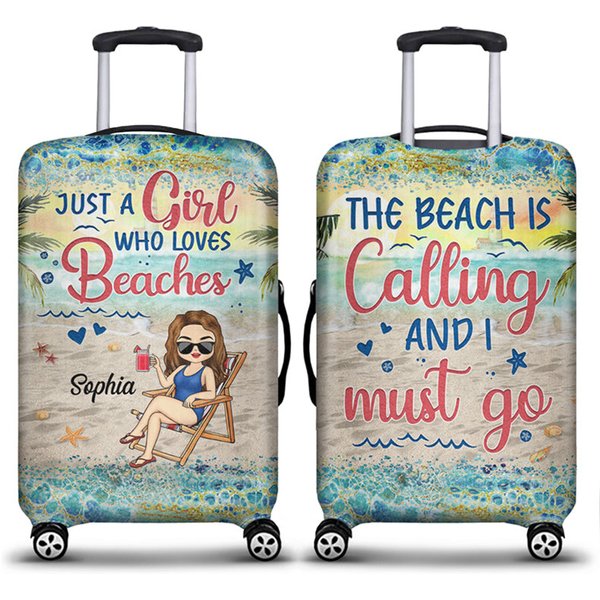 Just A Girl Who Loves Beaches Traveling Custom Gift For Women Personalized Luggage Cover-image