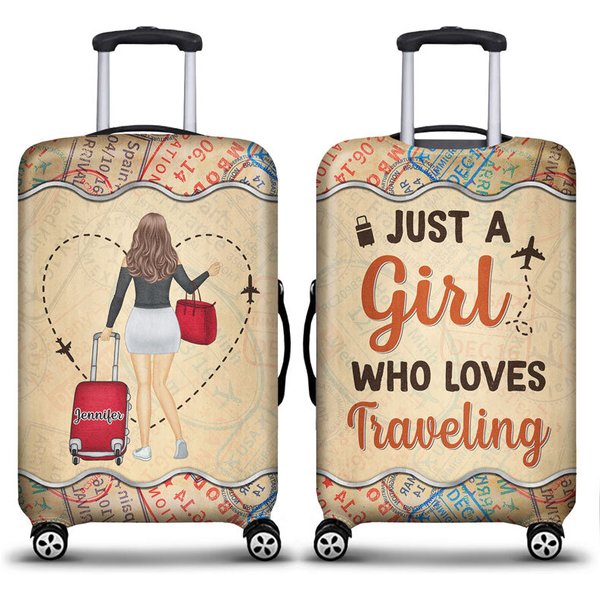 A Girl Who Loves Traveling Custom Gift For Travel Lovers Personalized Luggage Cover-image