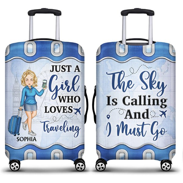 Just A Girl Boy Who Loves Traveling Cruising Personalized Custom Luggage Cover