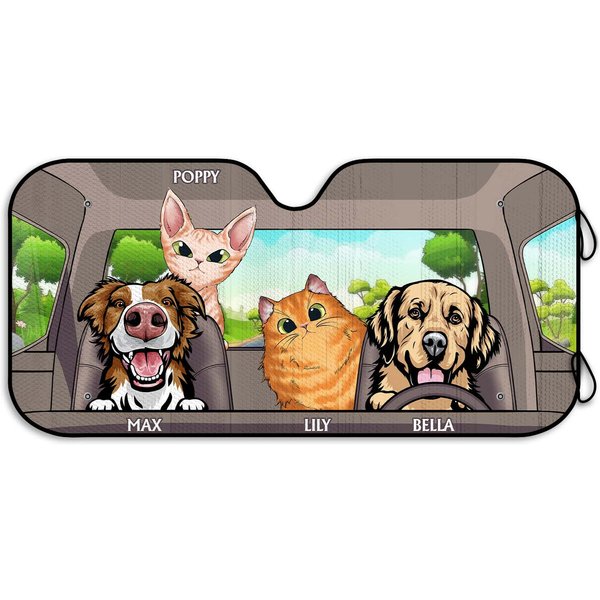 Dogs And Cats Custom Gift For Pet Lovers Personalized Car Sun Shade-image