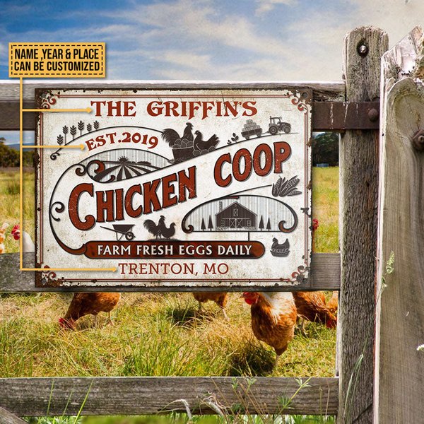 Chicken Coop Fresh Custom Personalized Classic Metal Signs-image