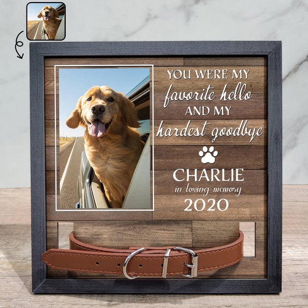 Custom Photo My Hardest Goodbye Pet Memorial Gift Personalized Rememberance Collar Signs-image