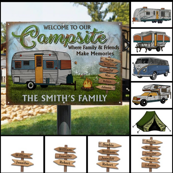 Rusty Camping Welcome To Our Campsite Custom Classic Metal Signs-image
