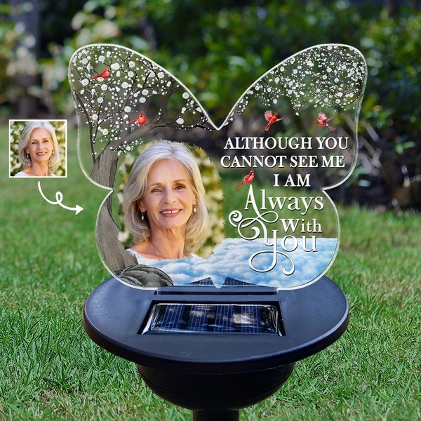 Custom Photo Although You Cannot See Me Memorial Gift Personalized Solar Light-image