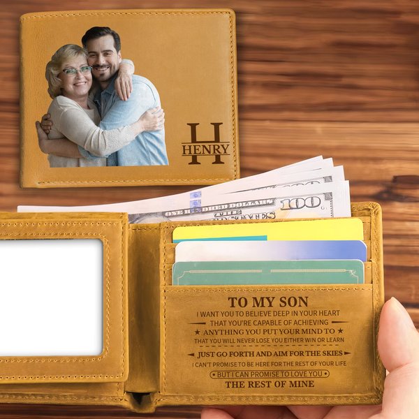 To My Son, Grandson, Son-In-Law I Love You - Personalized Leather Wallet-image