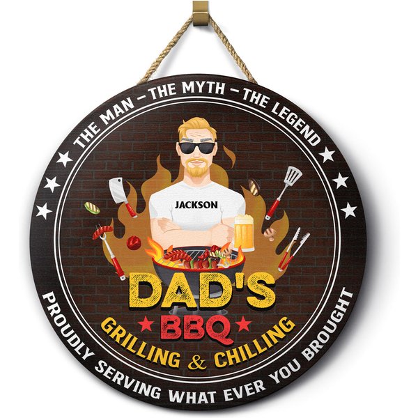 Dad Grandpa The Man The Myth The Legend Gift For Father Grandfather Custom Wood Door Sign-image
