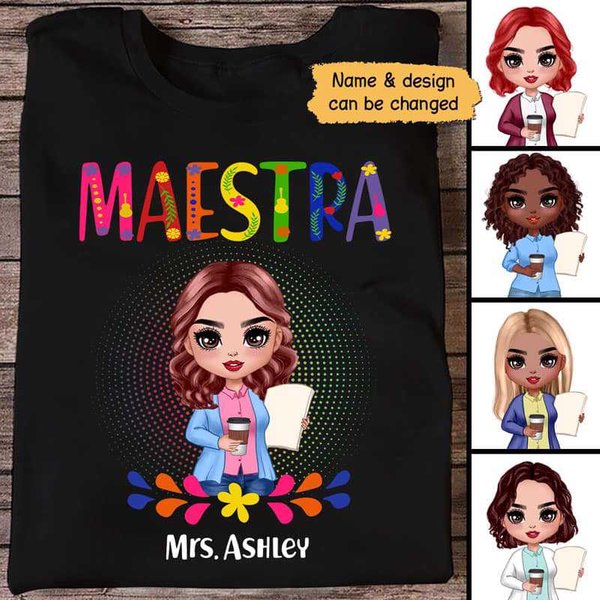 Maestra Teacher Personalized Custom Unisex T-Shirt-image