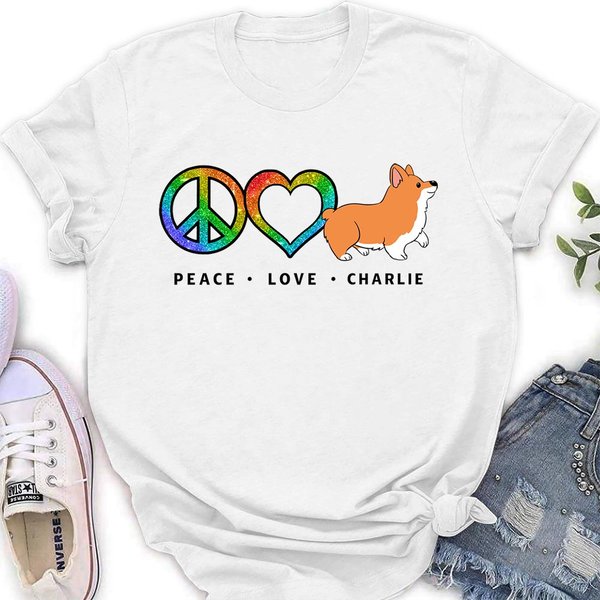Peace Love Dog Pattern - Personalized Custom Women's T-Shirt-image