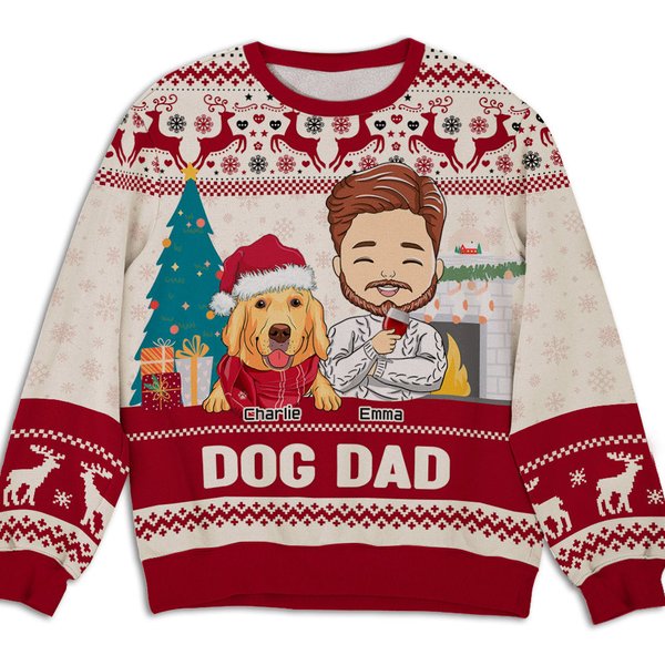 Dog Dad Pawlidays - Personalized Custom All-over-print Sweatshirt