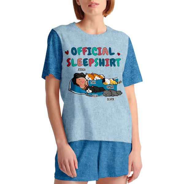 Cat Sleepshirt - Personalized Custom Short Pajama Set-image