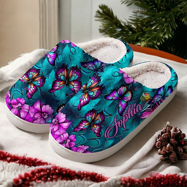Colorful Butterflies Lover - Personalized Butterfly Slippers-image
