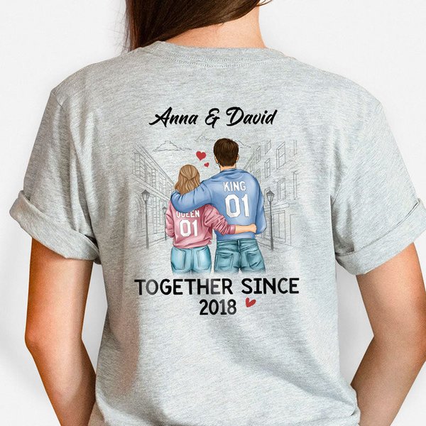 Couple Together Since Back Print Shirt, Anniversary Gifts For Couple Personalized T-Shirt-image