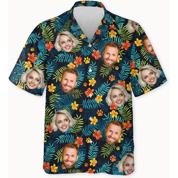 Custom Photo Face Hawaii Pattern, Beach Lover Personalized Hawaiian Shirt