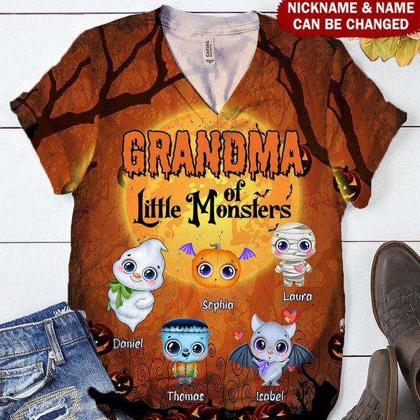 Grandma Of Little Monsters Personalized Halloween Personalized 3d All Over Print T-shirt