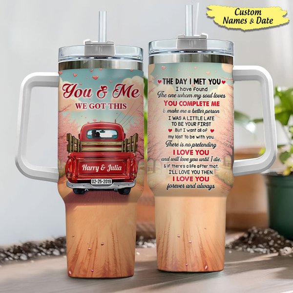 You &Amp; Me We Got This Couple Red Truck Personalized 40Oz Tumbler With Straw-image