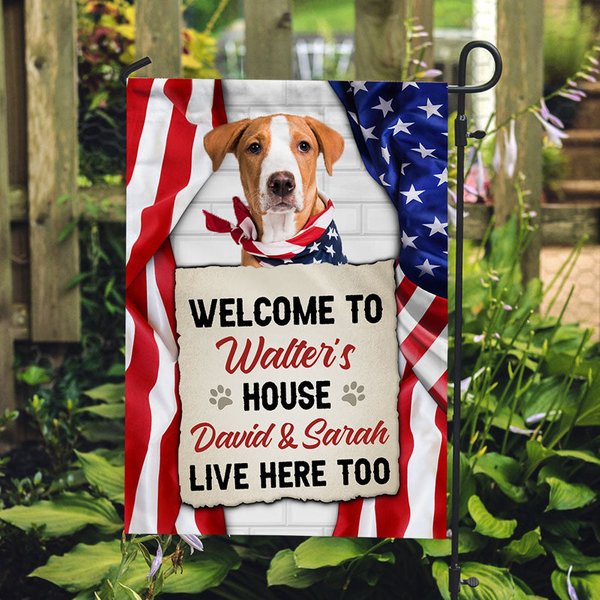 Custom Upload Photo Welcome To The Dog House, Personalized Dog Lovers Garden Flag-image