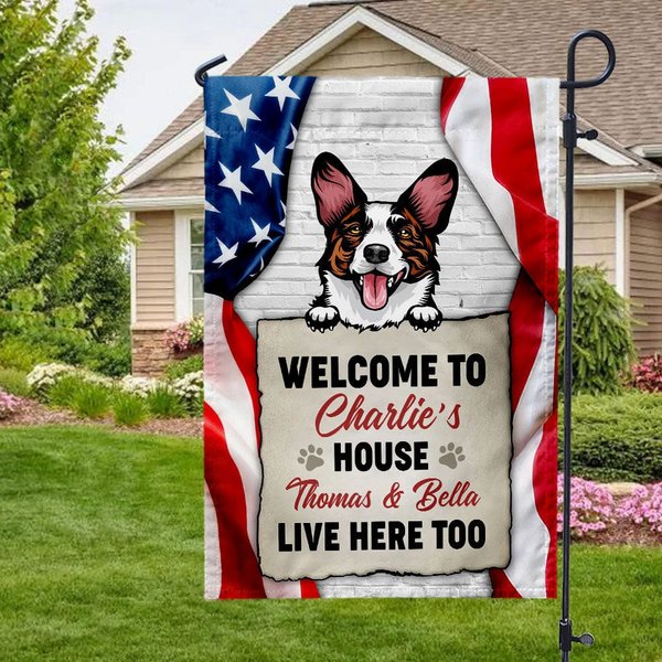 Welcome To The Dog House Personalized Dog Garden Flag-image