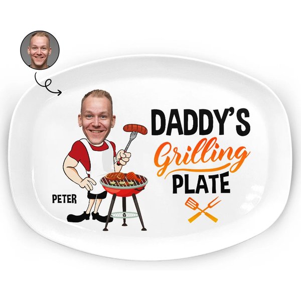 Custom Photo Daddy's Grilling Plate - Personalized Plate-image