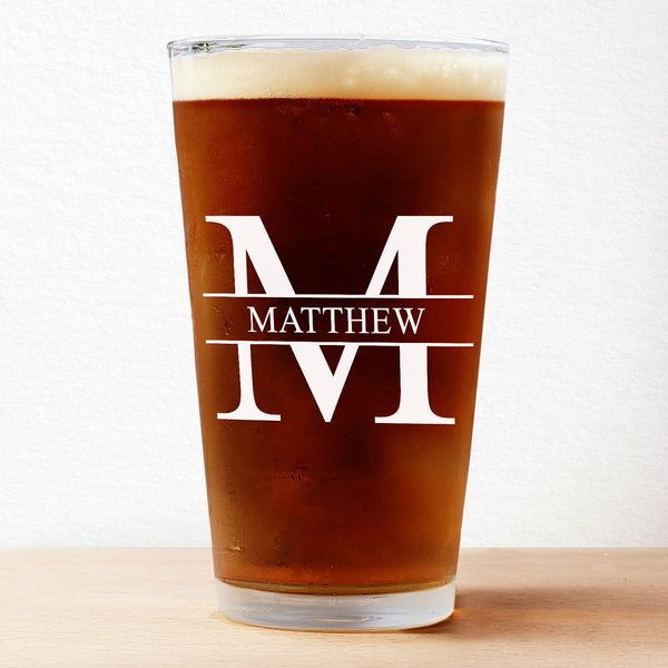 Monogram Name - Gift For Father, Grandpa, Husband - Personalized Pint Glass-image