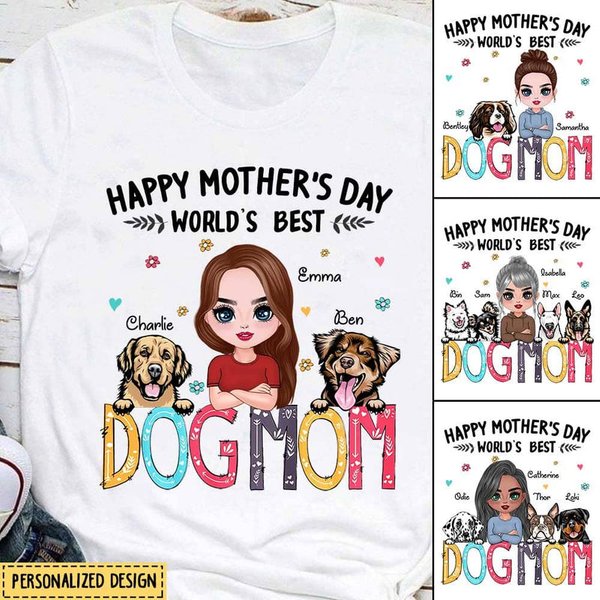 Happy Mother's Day World's Best Dog Mom Personalized Shirt-image
