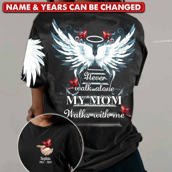 Never Walk Alone Wings Memorial Personalized 3D T-Shirt-image