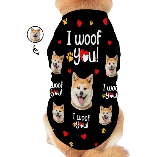 Custom Photo I Woof You - Gift For Dog Lovers - Personalized Pet Shirt-image