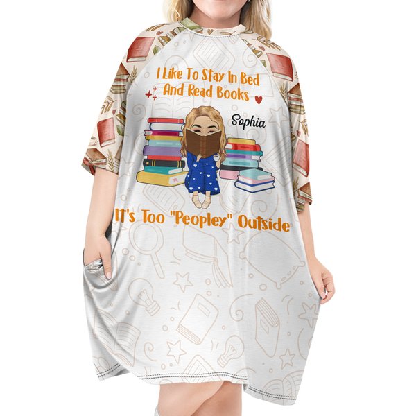I Like To Stay In Bed And Read Books - Gift For Book Lovers - Custom Women's Sleep Tee