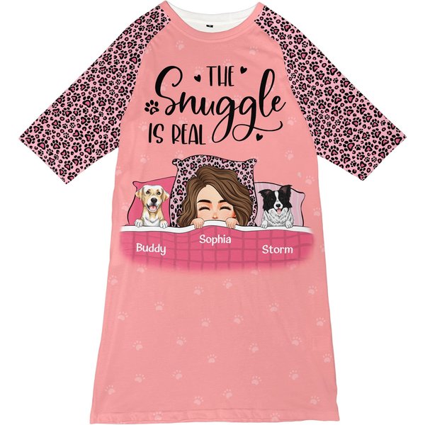 The Snuggle Is Real - Personalized 3/4 Sleeve Dress