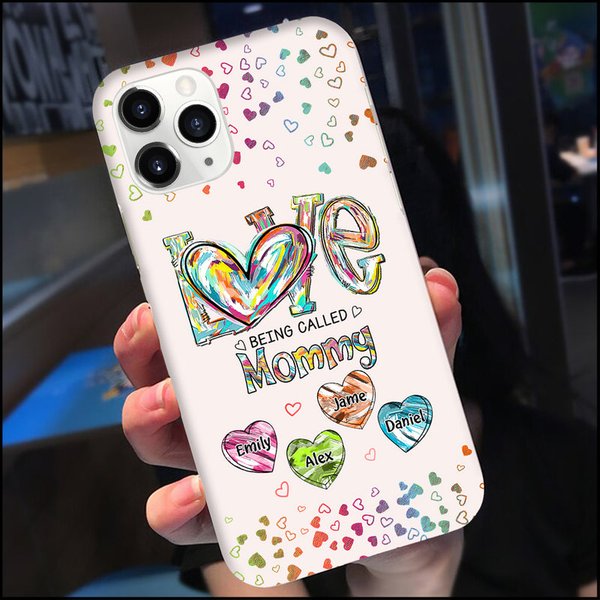 Colorful Love Being Called Grandma Nana Mom Sweet Heart Kids Personalized Phone Case-image