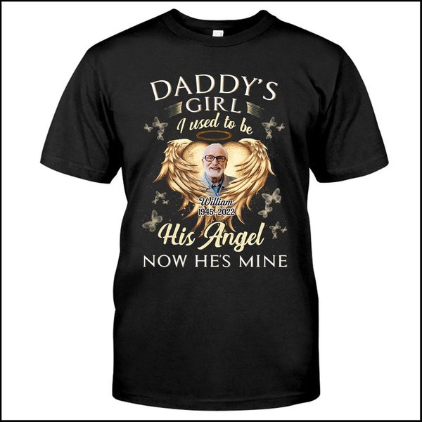 I Used To Be His Angel Now He's Mine Personalized T-Shirt-image