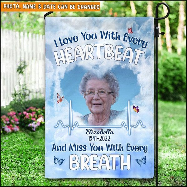 Personalized Memorial Upload Photo Garden House Flag-image