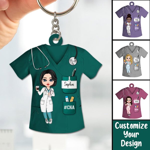 Nurse Life Pretty Doll Nurse Personalized Keychain-image