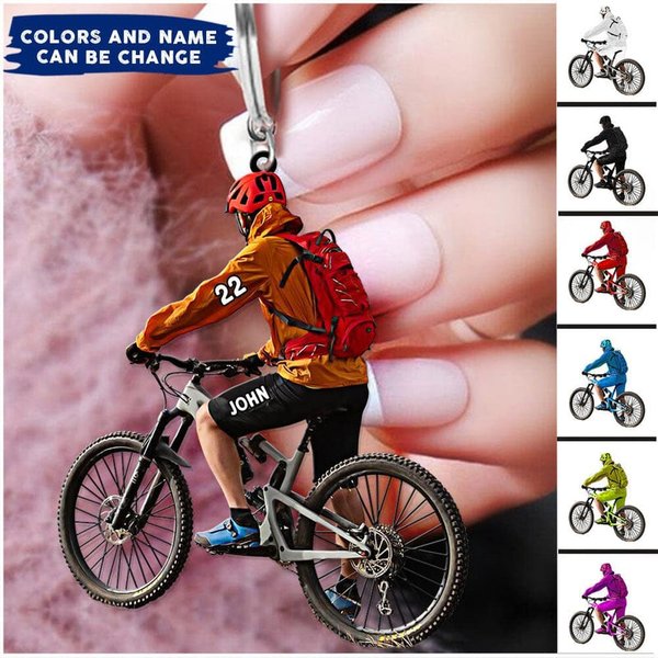 Personalized Mountain Biking Custom Name Keychain For Biker-image