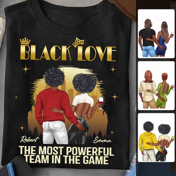 Black Love - Personalized Couple T-shirt