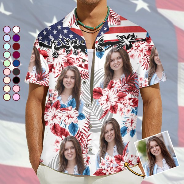 Custom Photo Hawaiian Shirt For Him - Personalized Couple Hawaiian Shirt-image
