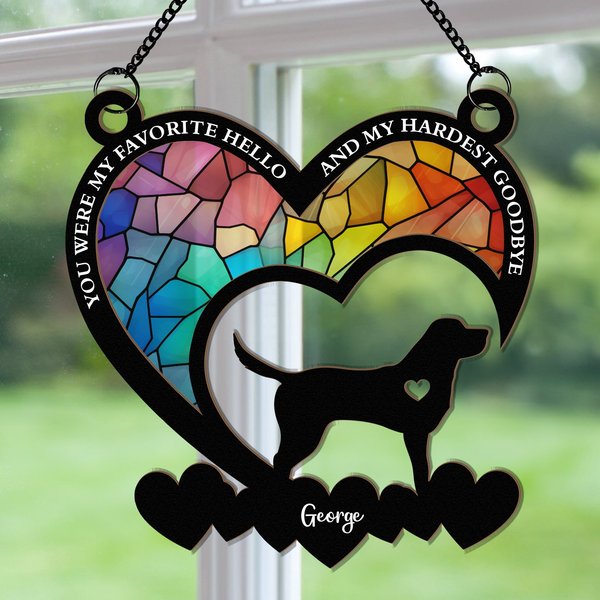 My Favorite Hello And My Hardest Goodbye - Personalized Window Hanging Suncatcher Ornament-image