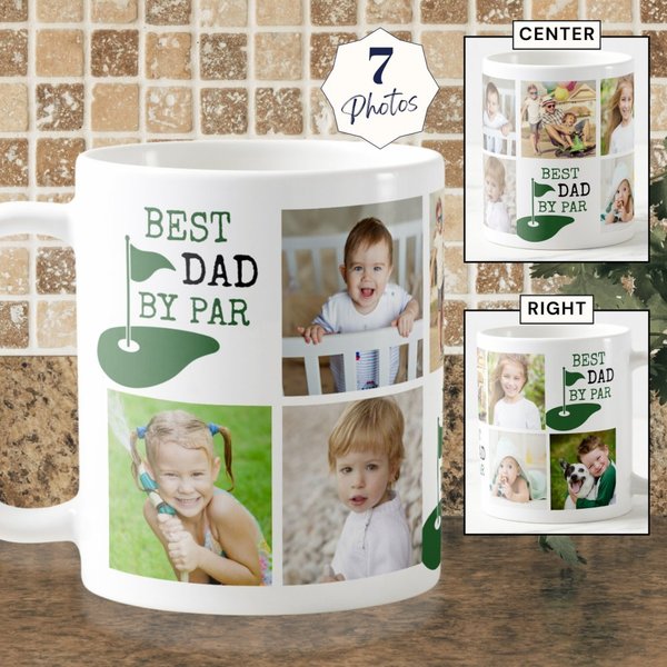 Golf Best Dad By Par Custom Upload Photo Collage Coffee Mug-image