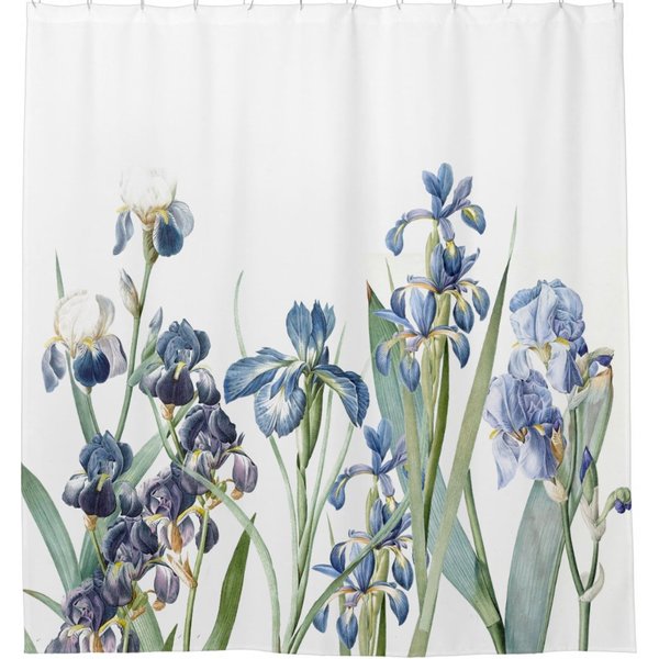 Botanical Blue Iris Flowers Floral Garden Customizable Shower Curtain-image